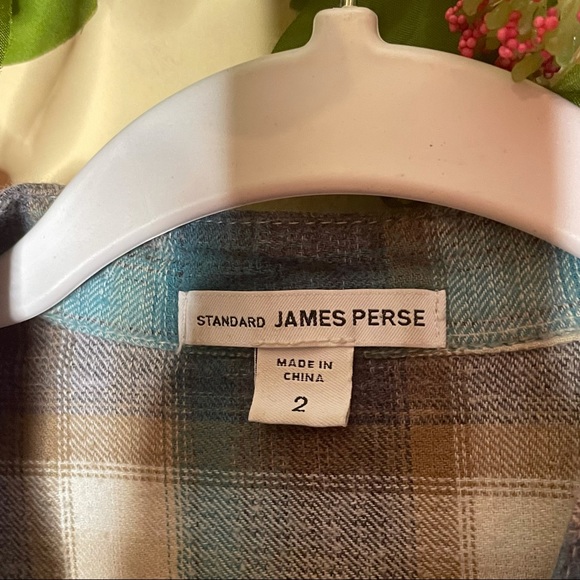 James Perse Blue Plaid Button Down Top Size M - Picture 3 of 7